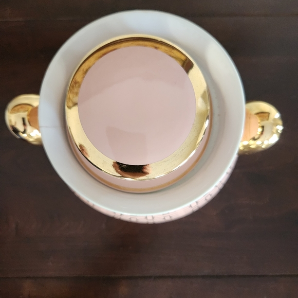 Hall Pink and Gold Basketweave Cookie Jar - Picture 5 of 10